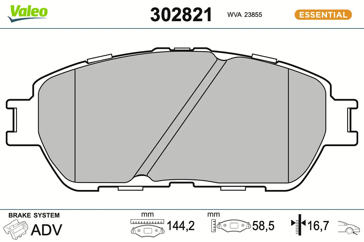 Bremsbelagsatz, Scheibenbremse Vorderachse VALEO 302821