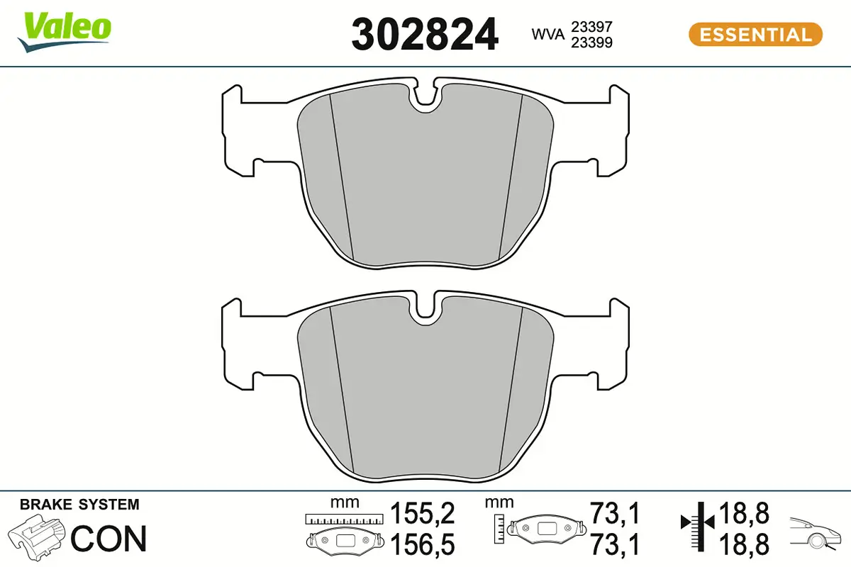 Bremsbelagsatz, Scheibenbremse Vorderachse VALEO 302824