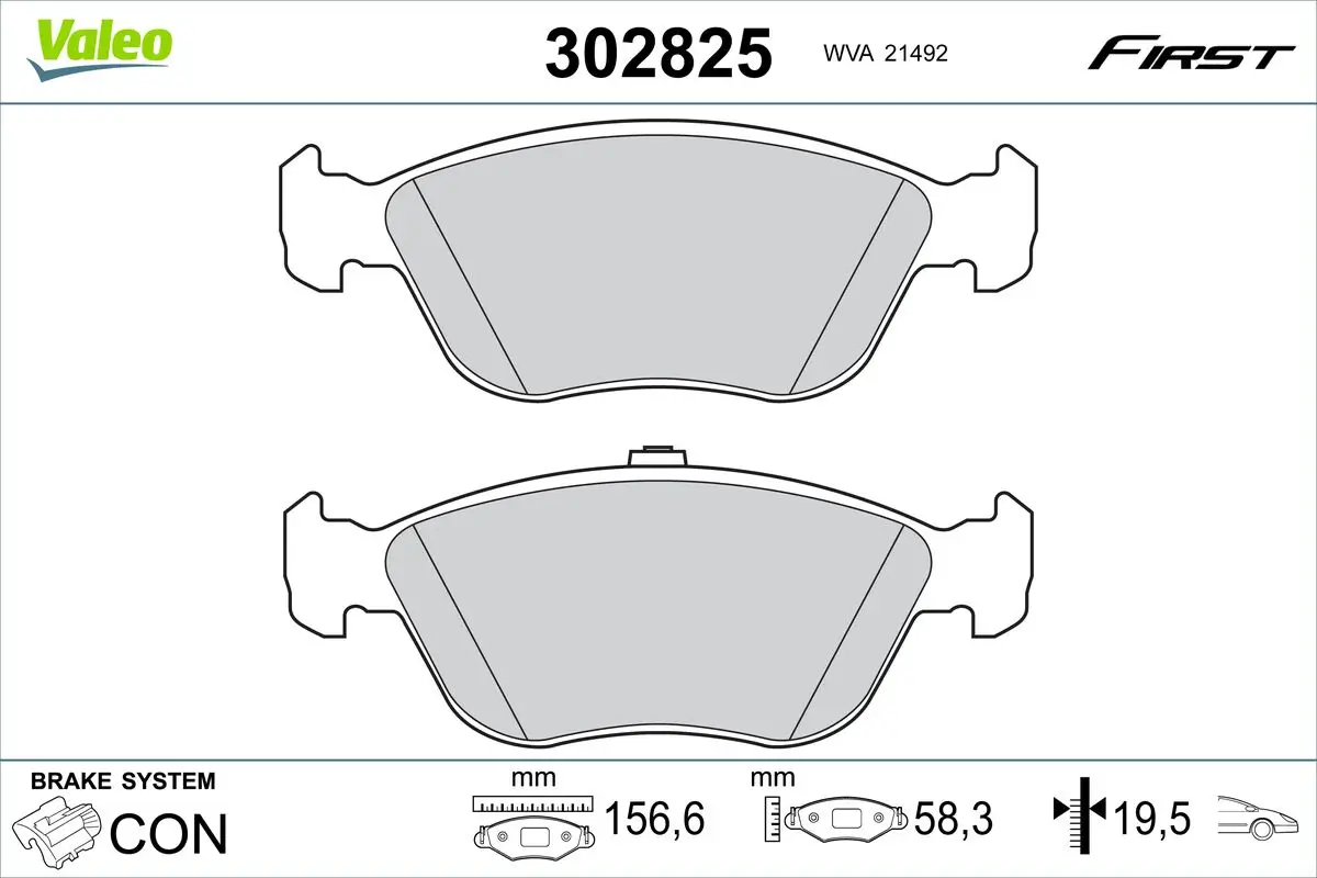 Bremsbelagsatz, Scheibenbremse Vorderachse VALEO 302825