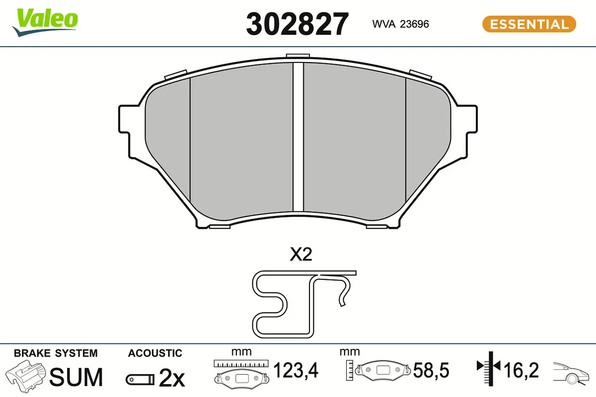 Bremsbelagsatz, Scheibenbremse Vorderachse VALEO 302827