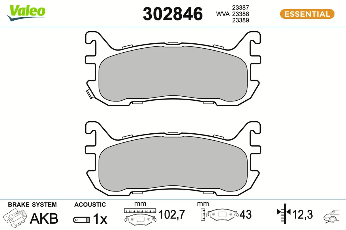 Bremsbelagsatz, Scheibenbremse Hinterachse VALEO 302846