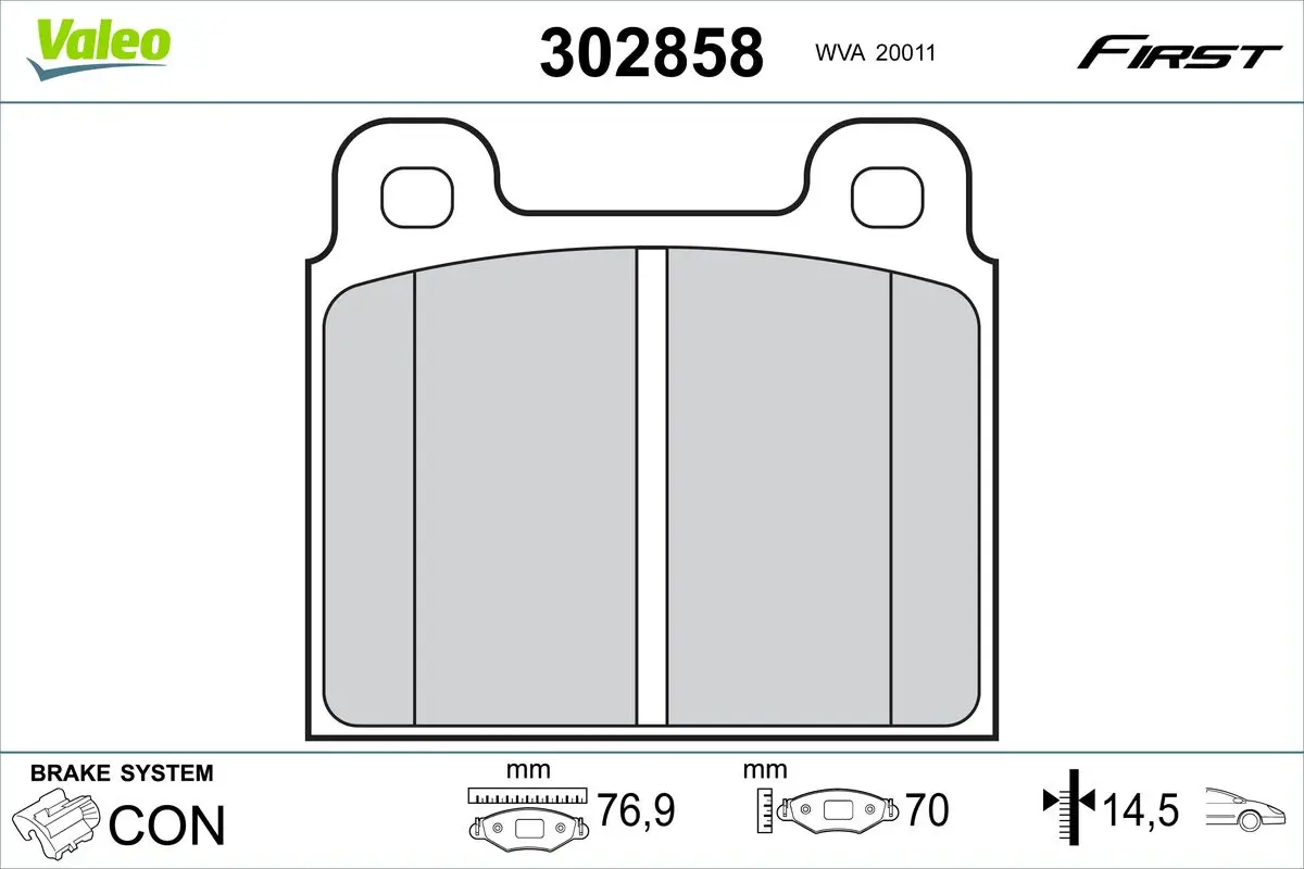 Bremsbelagsatz, Scheibenbremse Vorderachse VALEO 302858