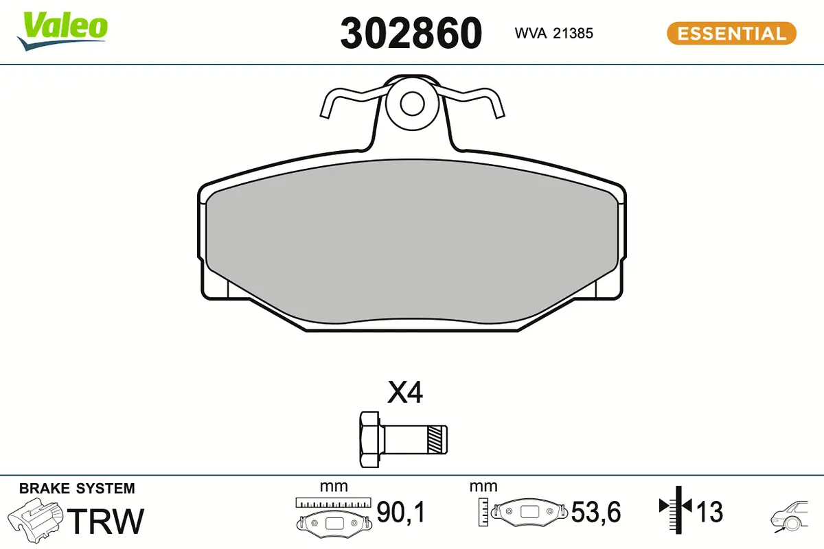 Bremsbelagsatz, Scheibenbremse Hinterachse VALEO 302860