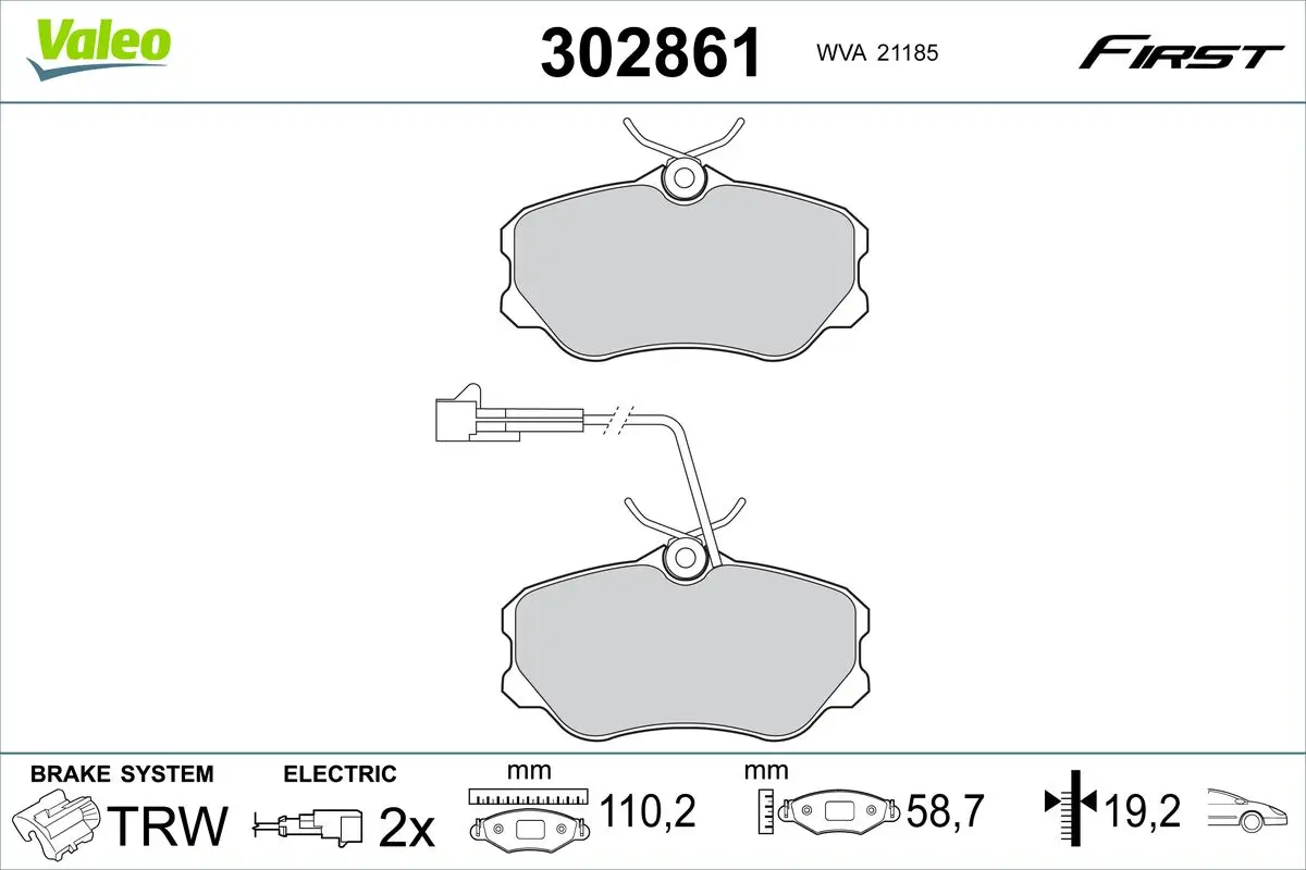 Bremsbelagsatz, Scheibenbremse Vorderachse VALEO 302861