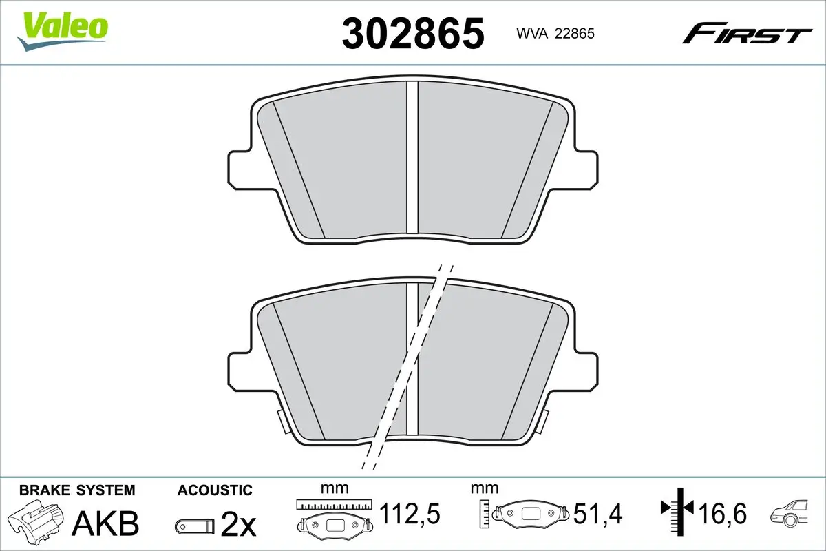 Bremsbelagsatz, Scheibenbremse Hinterachse VALEO 302865