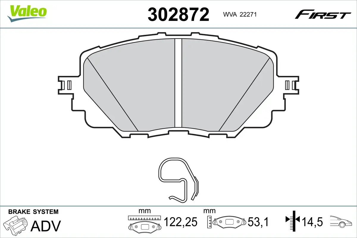 Bremsbelagsatz, Scheibenbremse Vorderachse VALEO 302872