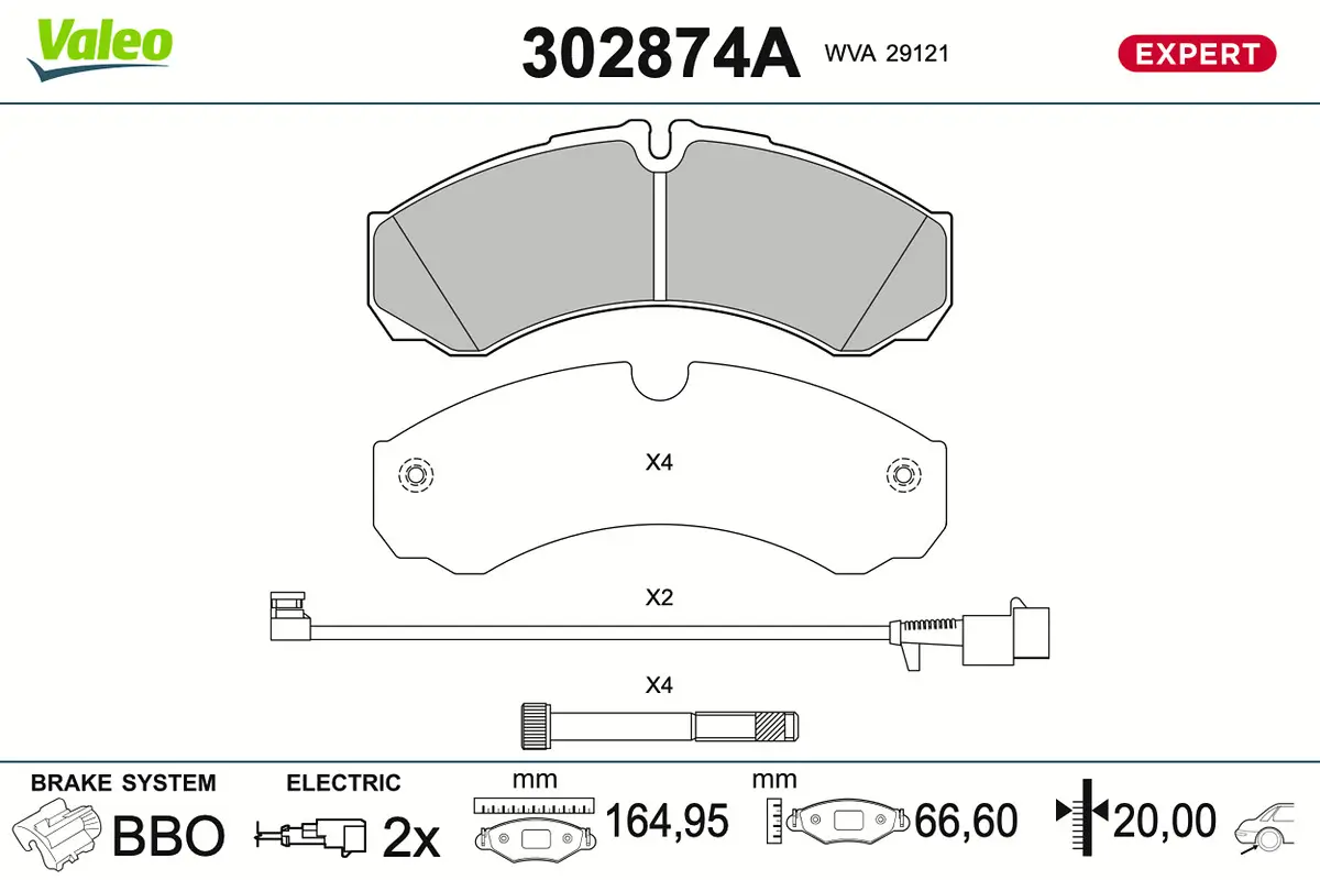 Bremsbelagsatz, Scheibenbremse Hinterachse VALEO 302874A