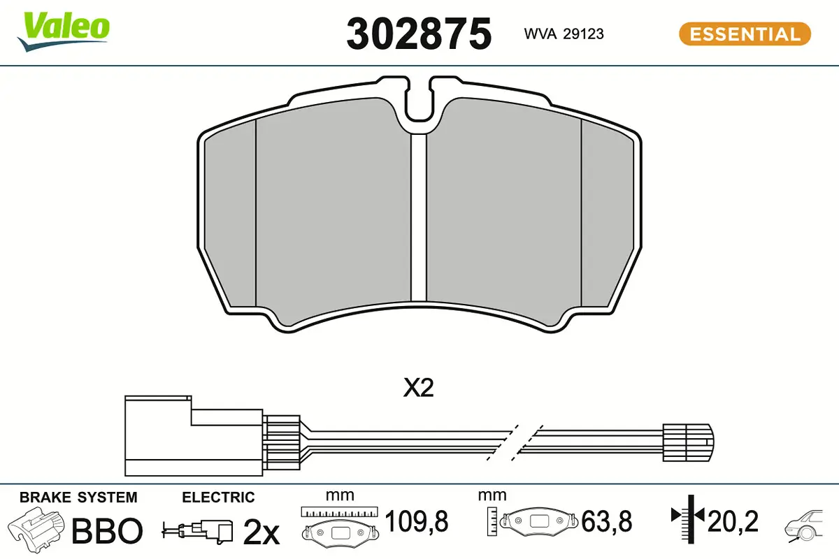 Bremsbelagsatz, Scheibenbremse Hinterachse VALEO 302875