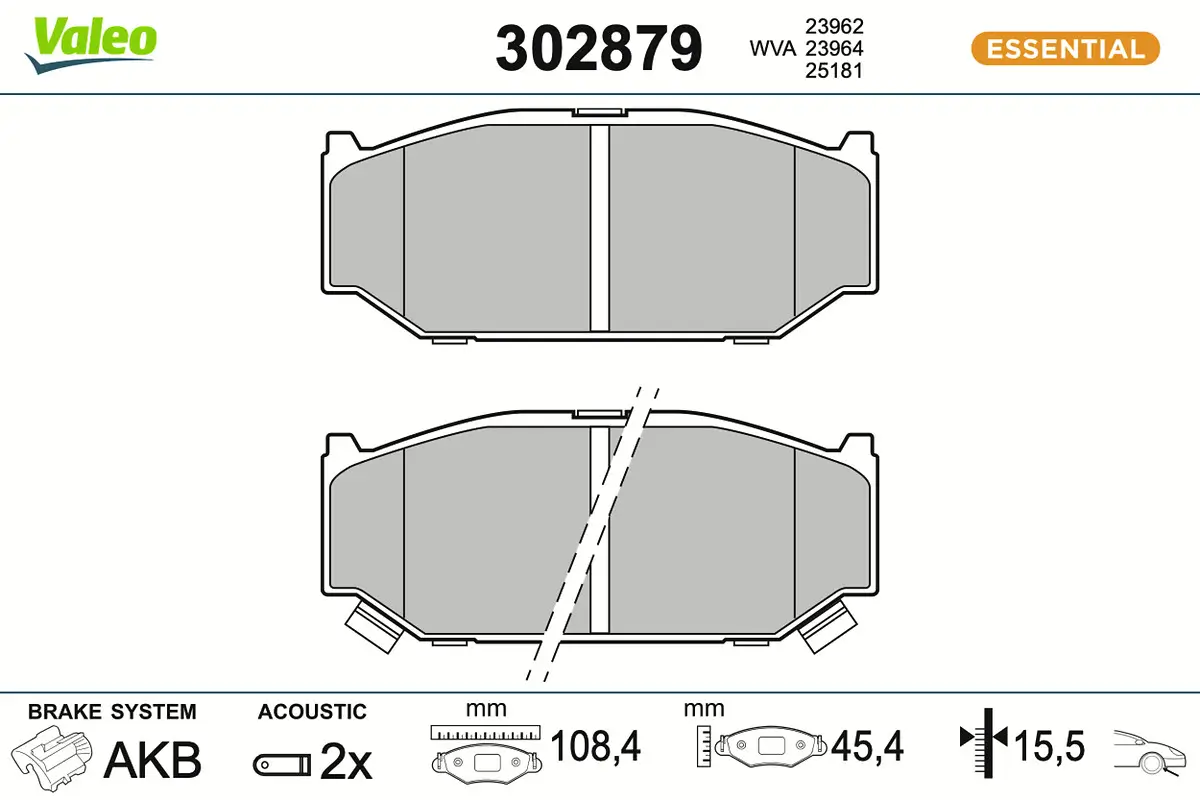 Bremsbelagsatz, Scheibenbremse Vorderachse VALEO 302879
