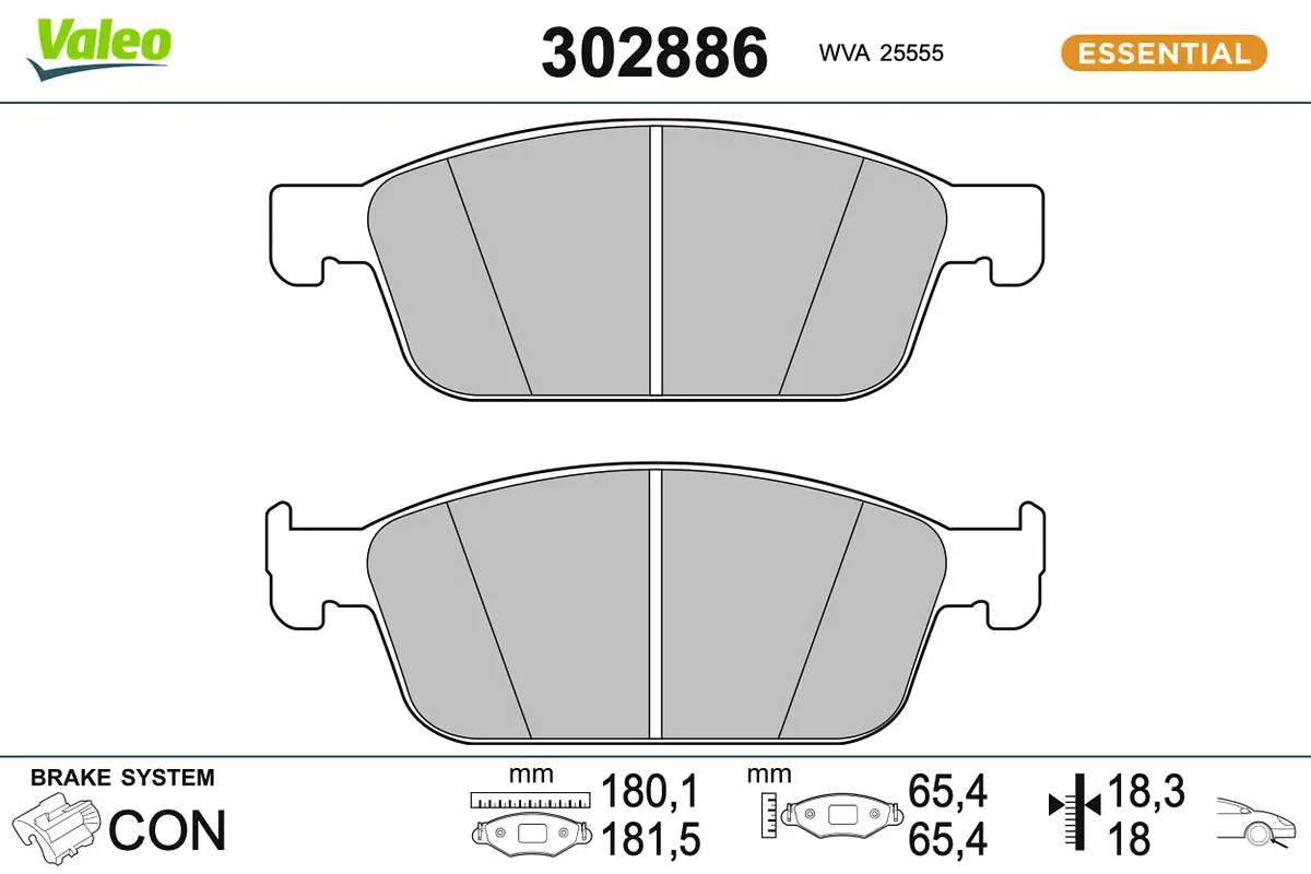 Bremsbelagsatz, Scheibenbremse Vorderachse VALEO 302886