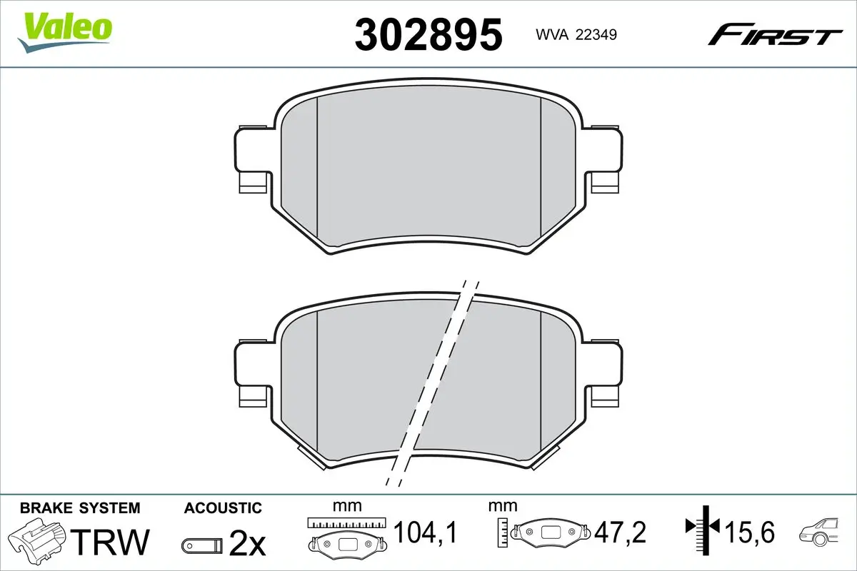Bremsbelagsatz, Scheibenbremse Hinterachse VALEO 302895