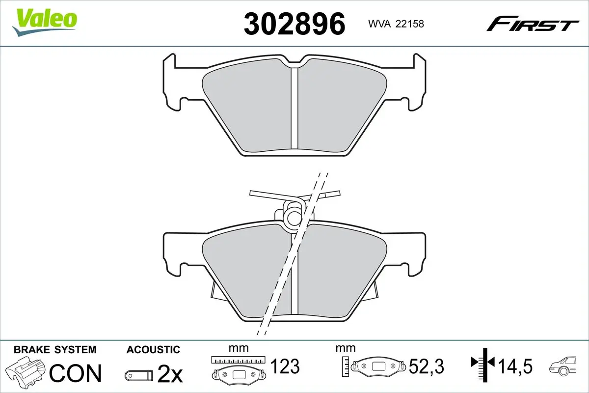 Bremsbelagsatz, Scheibenbremse Hinterachse VALEO 302896