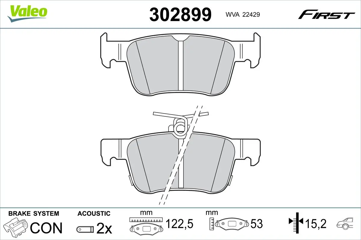 Bremsbelagsatz, Scheibenbremse Hinterachse VALEO 302899