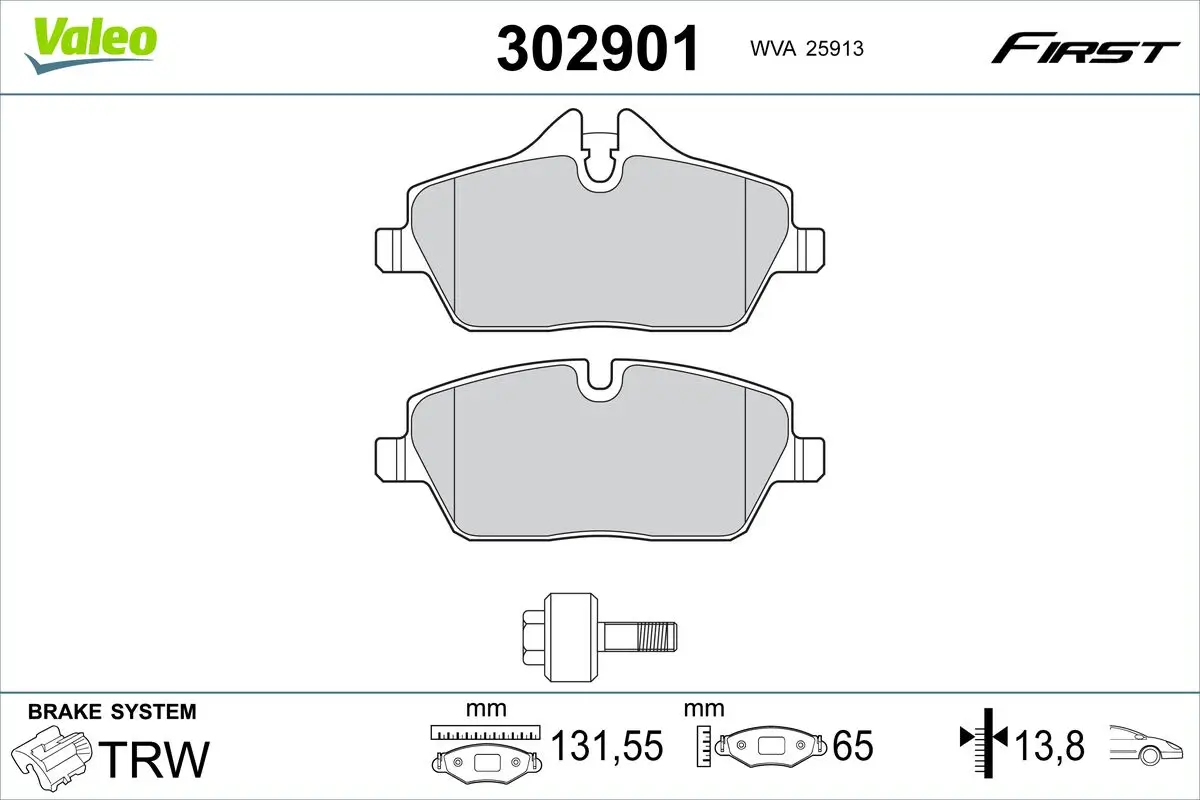 Bremsbelagsatz, Scheibenbremse Vorderachse VALEO 302901