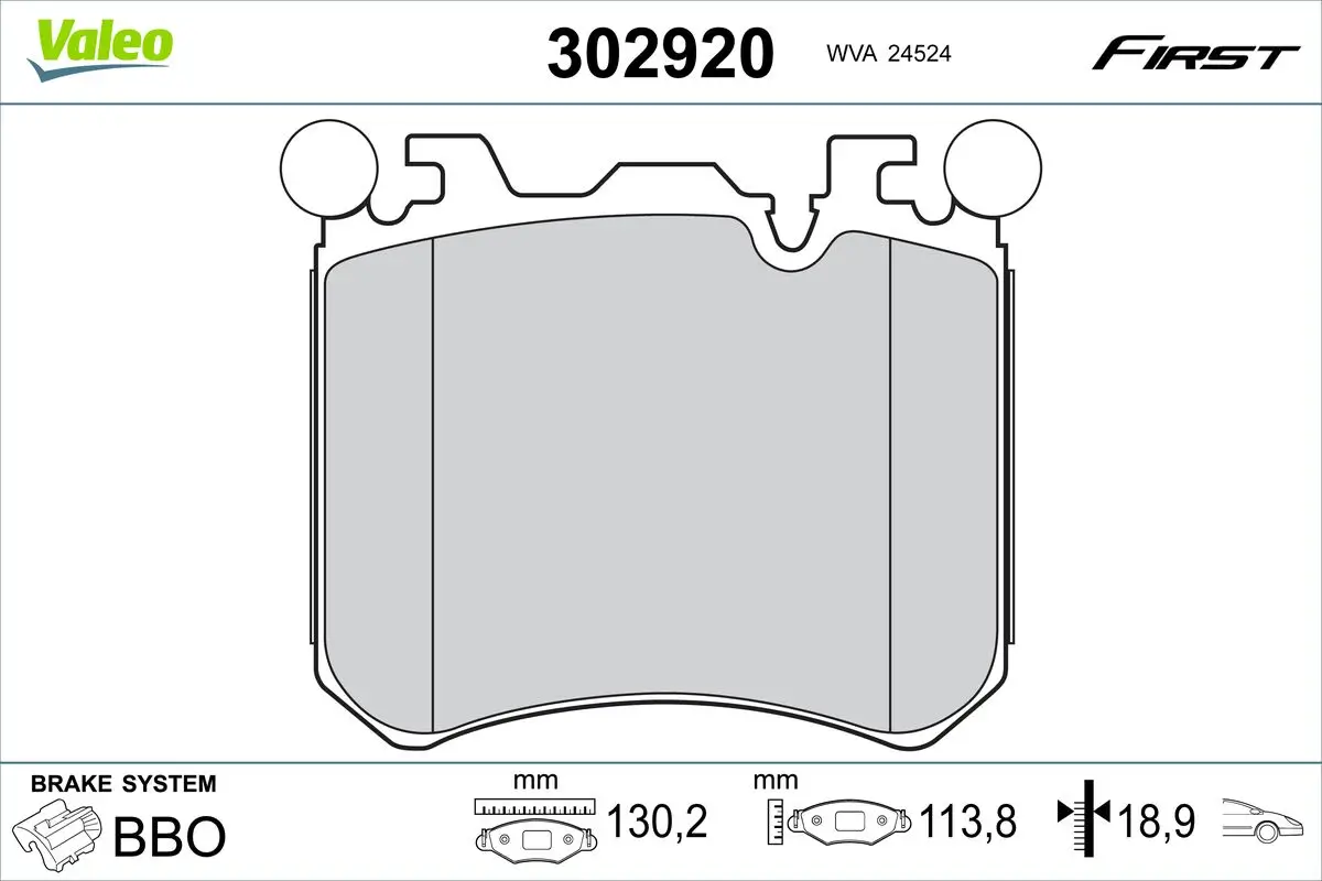 Bremsbelagsatz, Scheibenbremse Vorderachse VALEO 302920