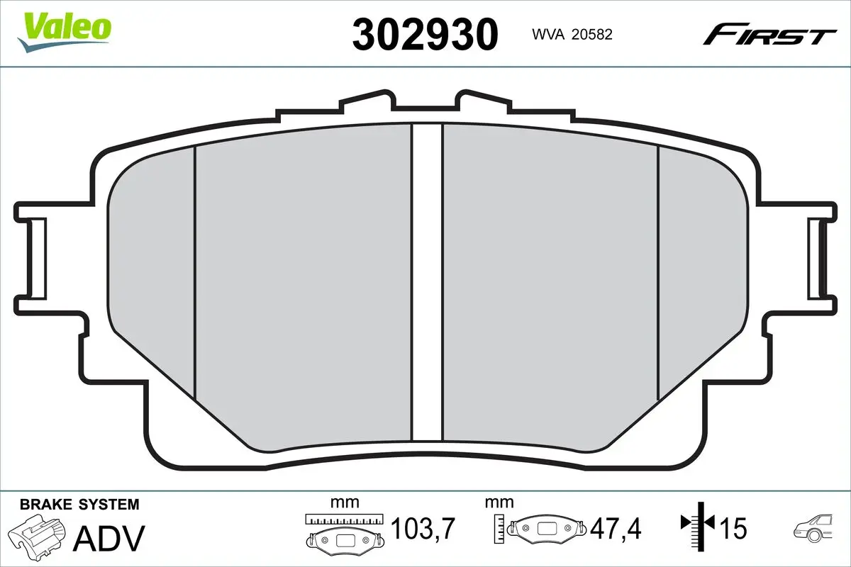 Bremsbelagsatz, Scheibenbremse Hinterachse VALEO 302930