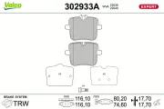 Bremsbelagsatz, Scheibenbremse Hinterachse VALEO 302933A