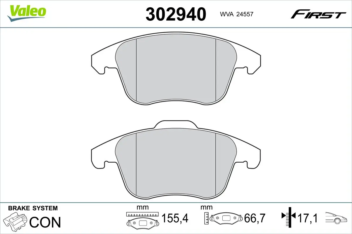 Bremsbelagsatz, Scheibenbremse Vorderachse VALEO 302940