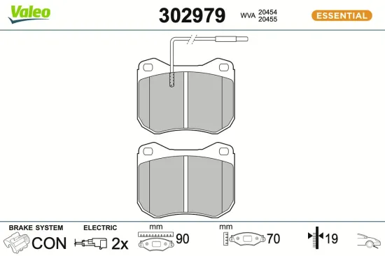 Bremsbelagsatz, Scheibenbremse Vorderachse VALEO 302979 Bild Bremsbelagsatz, Scheibenbremse Vorderachse VALEO 302979