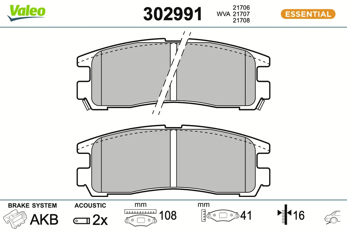 Bremsbelagsatz, Scheibenbremse Hinterachse VALEO 302991