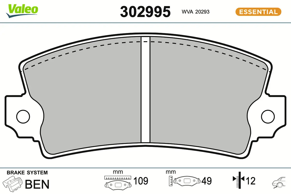Bremsbelagsatz, Scheibenbremse Hinterachse VALEO 302995