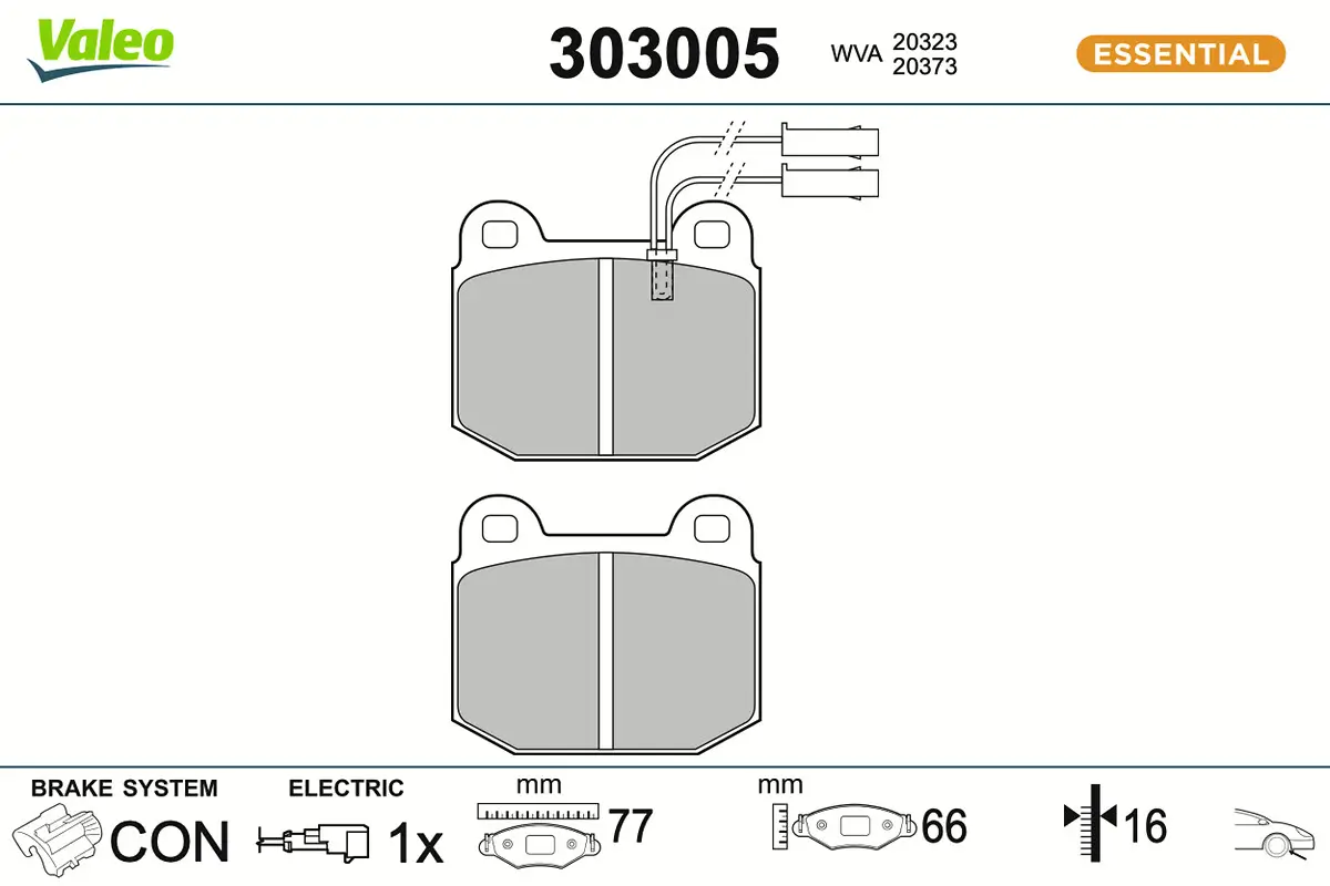 Bremsbelagsatz, Scheibenbremse Vorderachse VALEO 303005