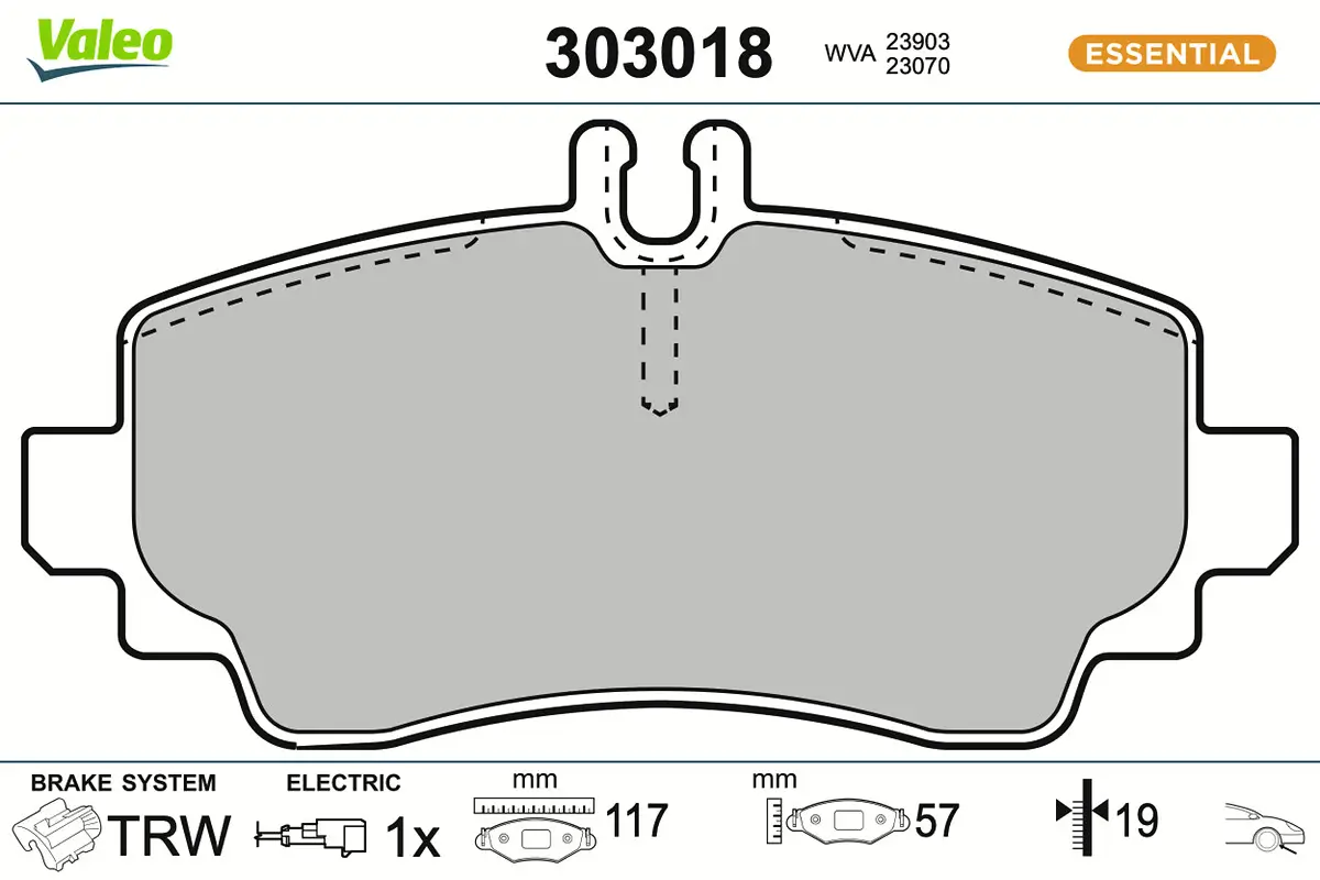 Bremsbelagsatz, Scheibenbremse Vorderachse VALEO 303018