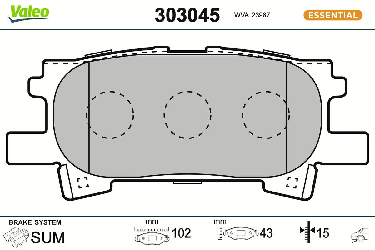 Bremsbelagsatz, Scheibenbremse Hinterachse VALEO 303045