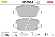 Bremsbelagsatz, Scheibenbremse Hinterachse VALEO 303059A