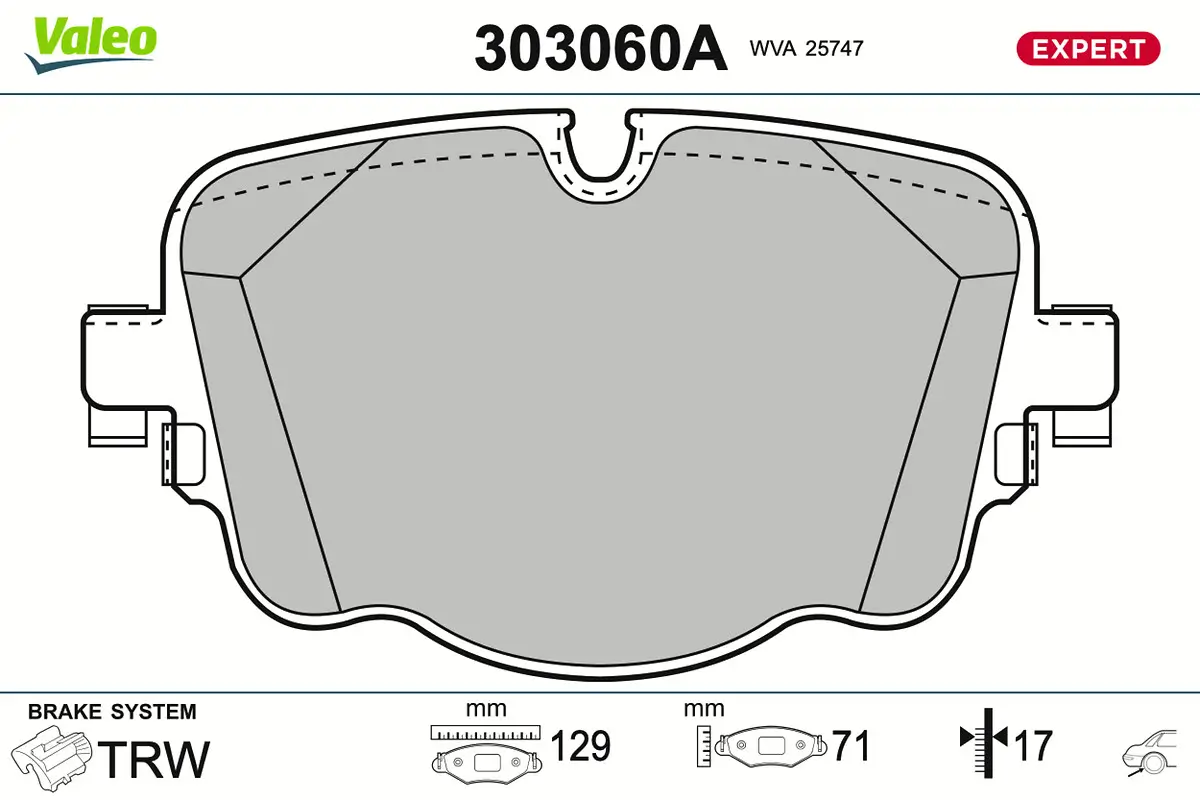 Bremsbelagsatz, Scheibenbremse Hinterachse VALEO 303060A