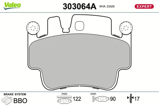 Bremsbelagsatz, Scheibenbremse VALEO 303064A Bild Bremsbelagsatz, Scheibenbremse VALEO 303064A