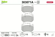 Bremsbelagsatz, Scheibenbremse Hinterachse VALEO 303071A
