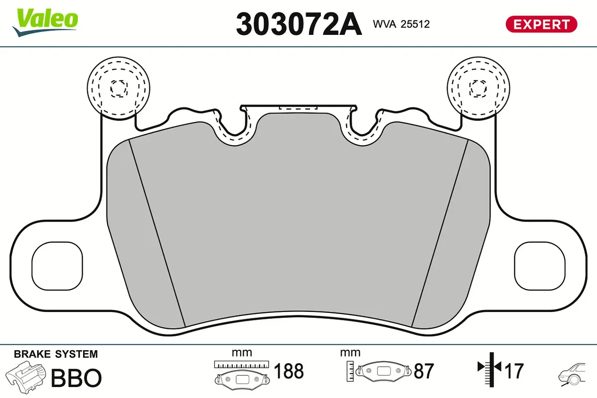 Bremsbelagsatz, Scheibenbremse Hinterachse VALEO 303072A