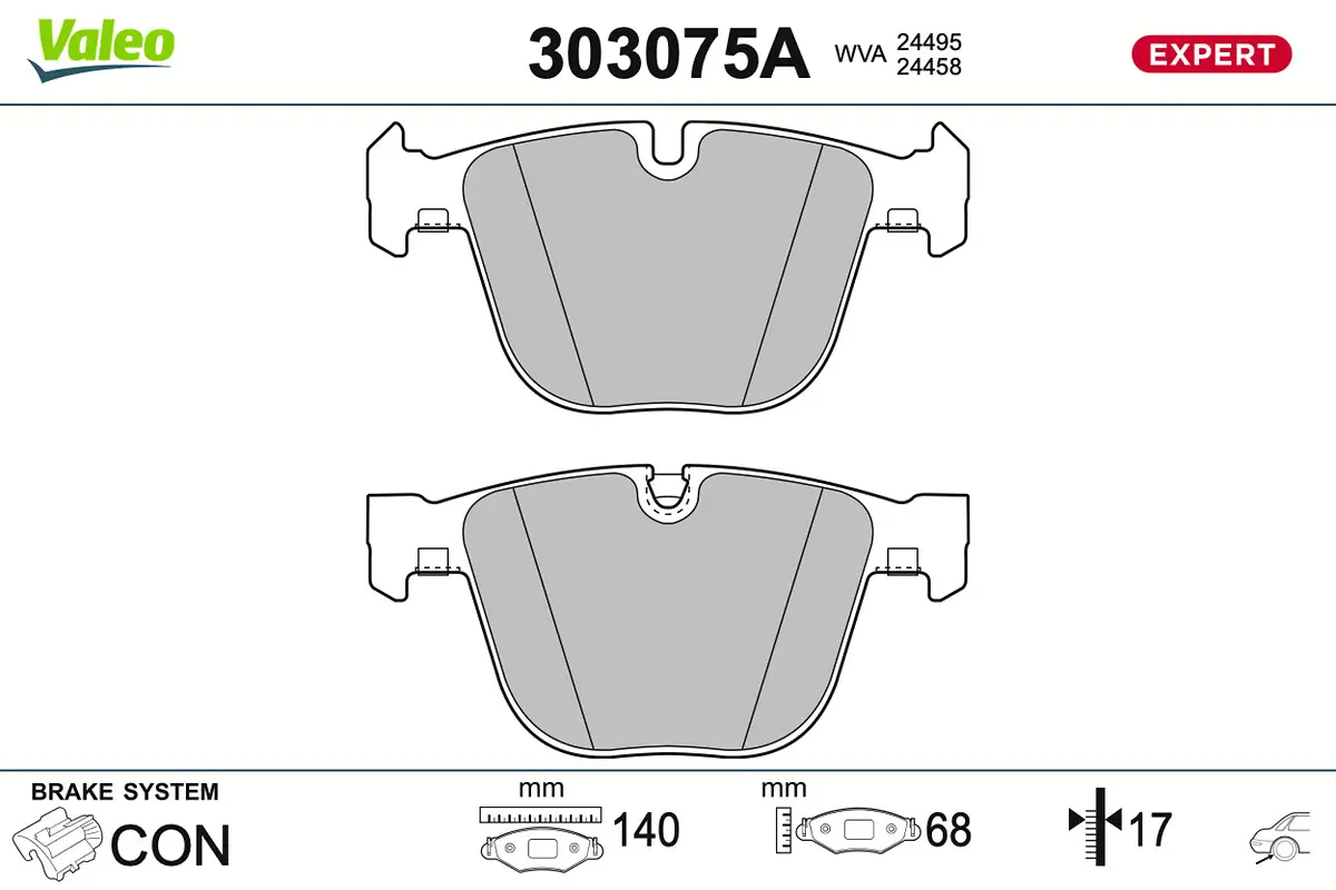 Bremsbelagsatz, Scheibenbremse Hinterachse VALEO 303075A