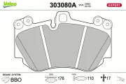 Bremsbelagsatz, Scheibenbremse Vorderachse VALEO 303080A
