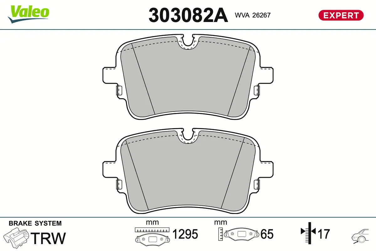 Bremsbelagsatz, Scheibenbremse Hinterachse VALEO 303082A