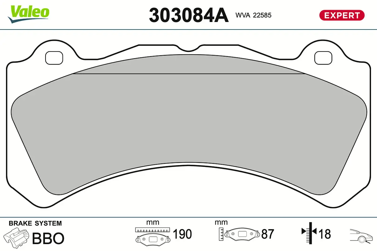 Bremsbelagsatz, Scheibenbremse Vorderachse VALEO 303084A