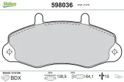 Bremsbelagsatz, Scheibenbremse Vorderachse VALEO 598036