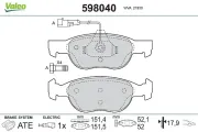 Bremsbelagsatz, Scheibenbremse Vorderachse VALEO 598040