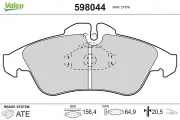 Bremsbelagsatz, Scheibenbremse Vorderachse VALEO 598044