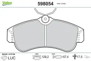 Bremsbelagsatz, Scheibenbremse Vorderachse VALEO 598054