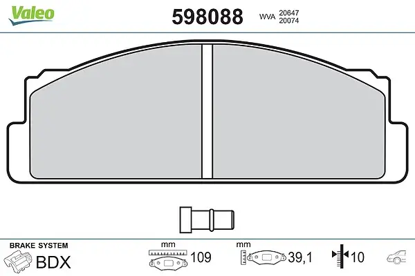 Bremsbelagsatz, Scheibenbremse Hinterachse VALEO 598088