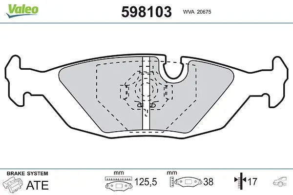 Bremsbelagsatz, Scheibenbremse Hinterachse VALEO 598103