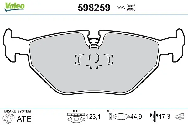 Bremsbelagsatz, Scheibenbremse Hinterachse VALEO 598259