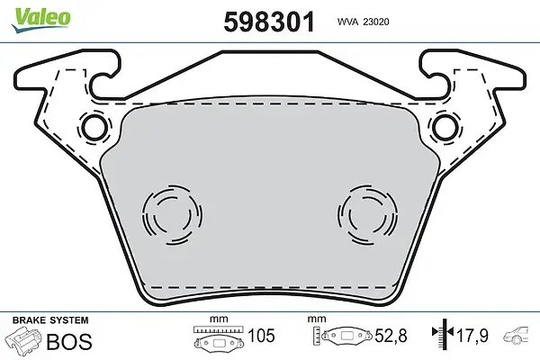 Bremsbelagsatz, Scheibenbremse Hinterachse VALEO 598301