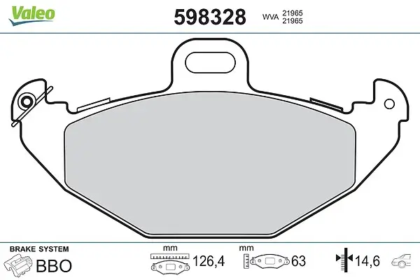 Bremsbelagsatz, Scheibenbremse Hinterachse VALEO 598328