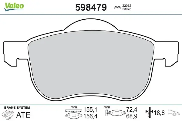 Bremsbelagsatz, Scheibenbremse Vorderachse VALEO 598479