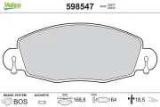 Bremsbelagsatz, Scheibenbremse Vorderachse VALEO 598547
