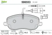 Bremsbelagsatz, Scheibenbremse Vorderachse VALEO 598553
