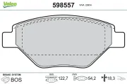 Bremsbelagsatz, Scheibenbremse Vorderachse VALEO 598557